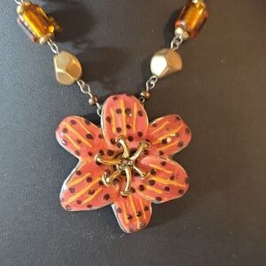 Chico's Tiger Lilly Subtle Orange and Gold Necklace